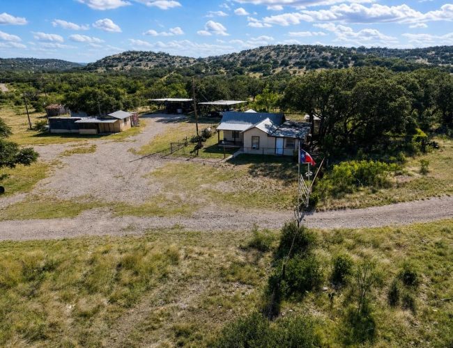 Aerial view of 3E Ranch headquarters, Edwards County, Texas